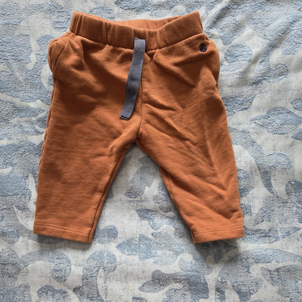 Petit Bateau Vibrant Orange Joggers with Gray Accent